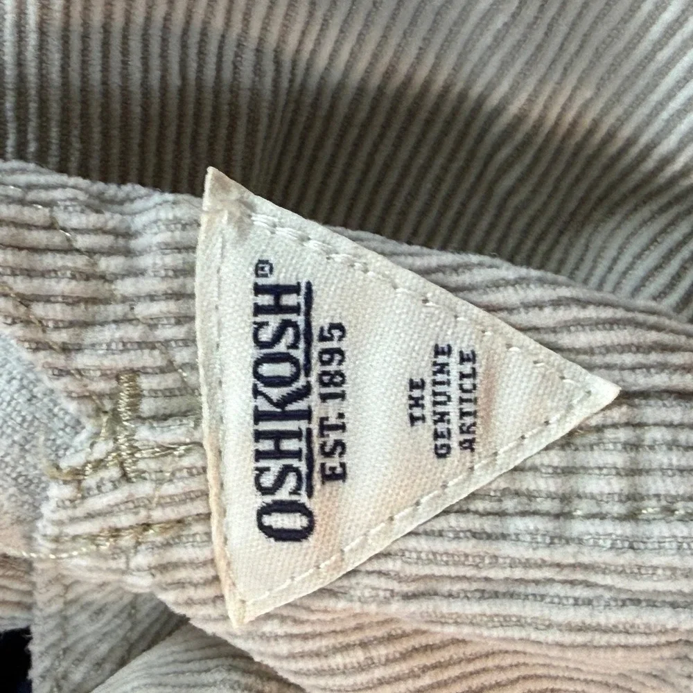 OshKosh Bgosh Toddler Boys Beige Corduroy Cargo Overalls Size 2T Dungarees
